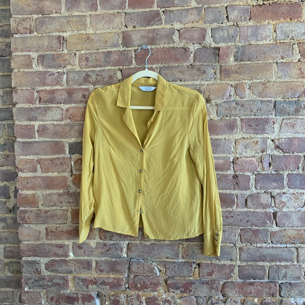 & other stories silk yellow blouse
